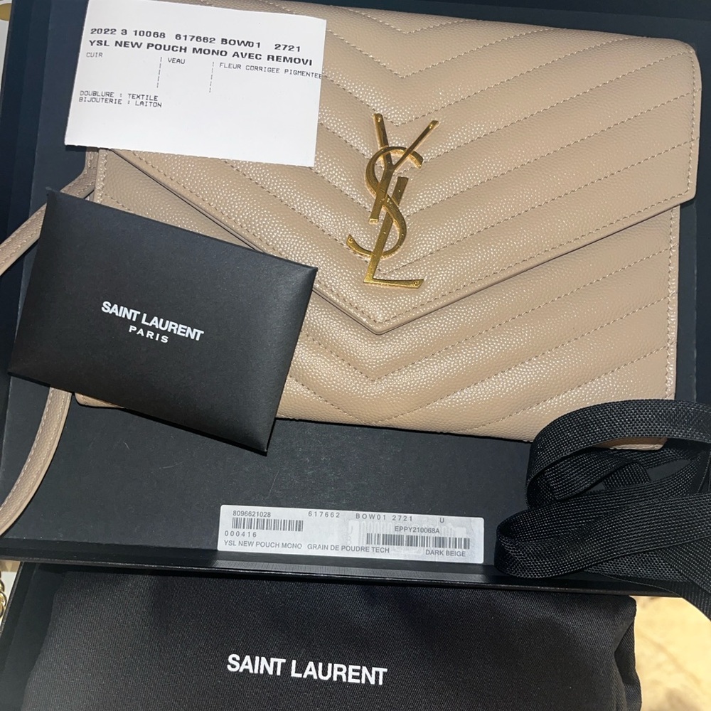 Saint Laurent Nude Quilted Leather YSL Chain Crossbody - Picture 9 of 9
